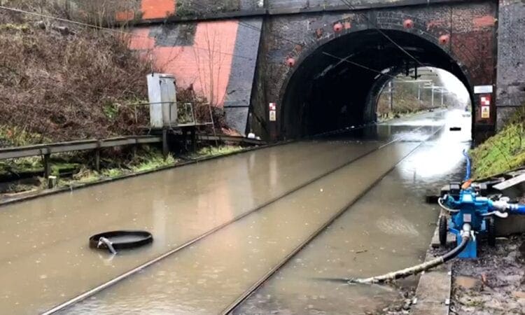Network Rail’s helicopter team is surveying the railway as flood waters recede across the North West after Storm Christoph.